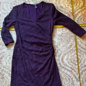 Plum lace wrap Chaps dress  14